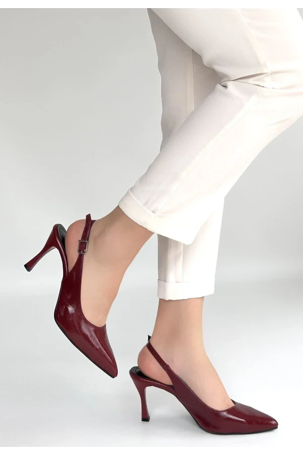 Uster Bordo Rugan Topuklu Ayakkabı