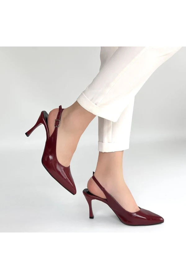 Uster Bordo Rugan Topuklu Ayakkabı