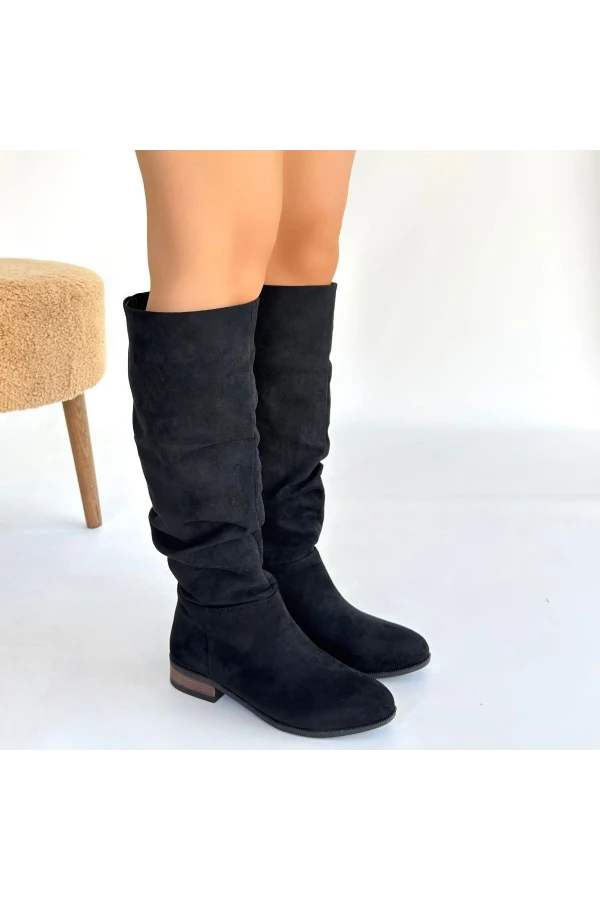 Winda Siyah Süet Körüklü Çizme