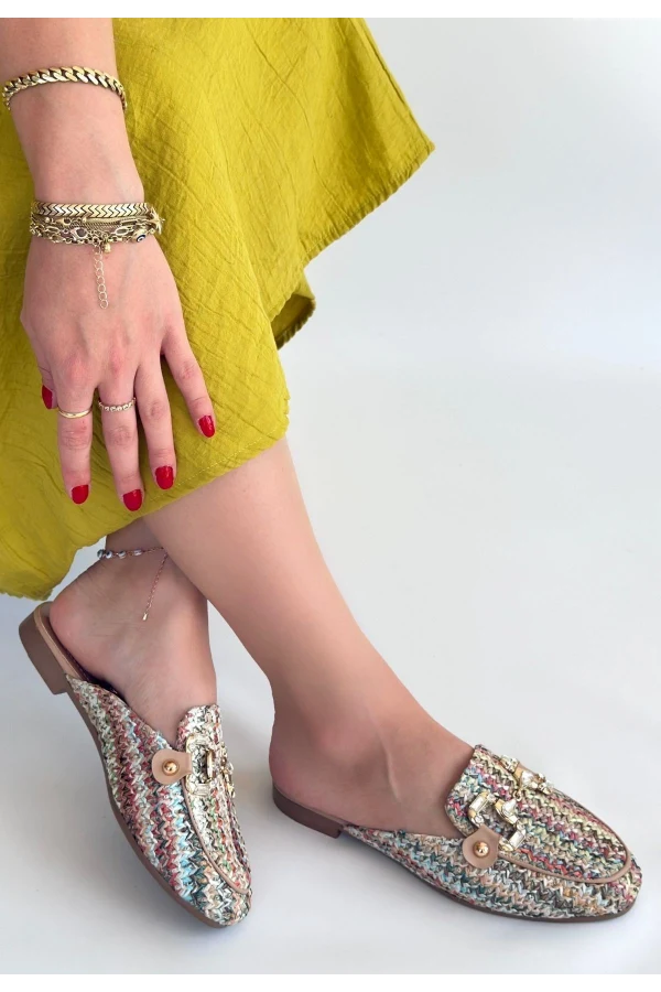 Yenda Renkli Dokumalı Terlik