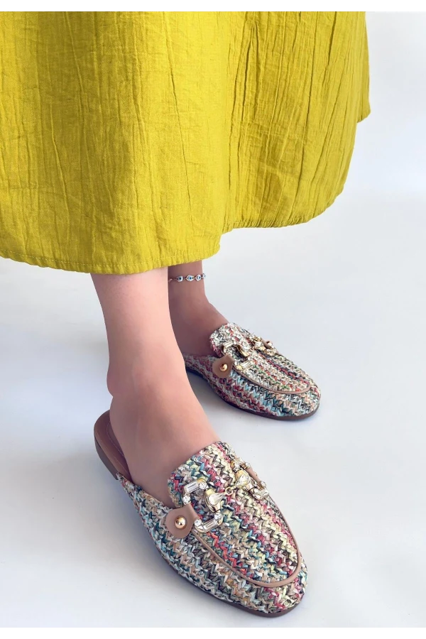 Yenda Renkli Dokumalı Terlik