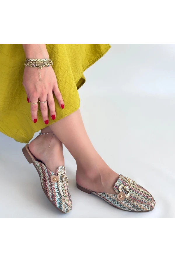 Yenda Renkli Dokumalı Terlik