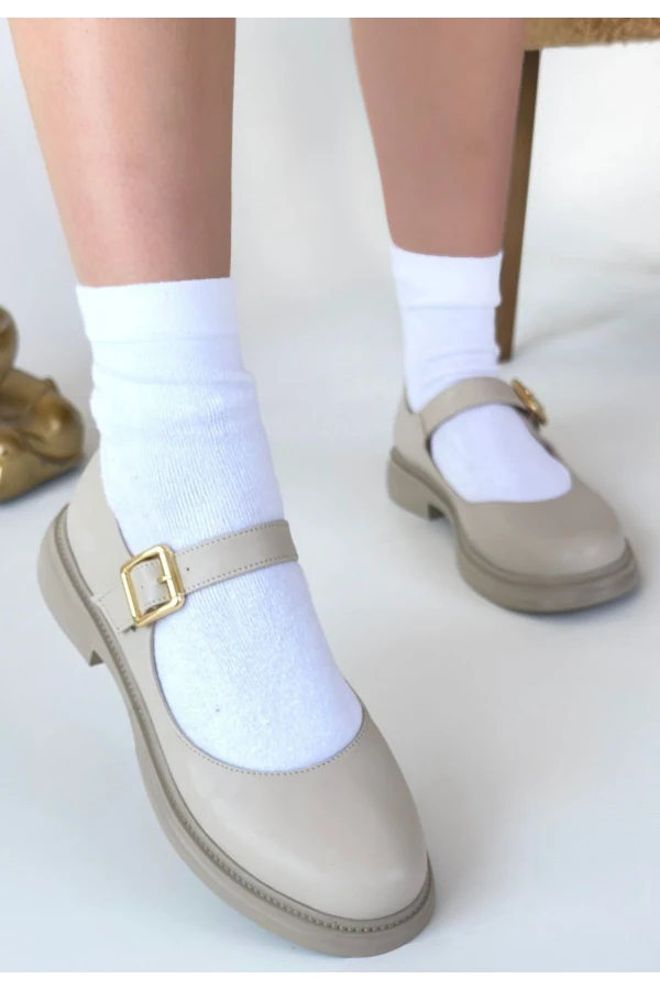 Yokox Bej Cilt Oxford Ayakkabı