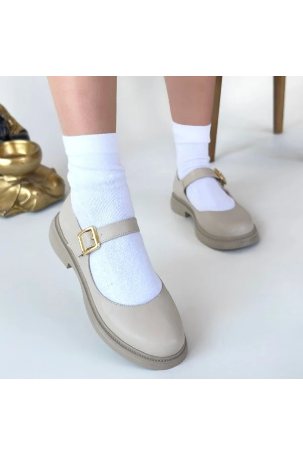 Yokox Bej Cilt Oxford Ayakkabı