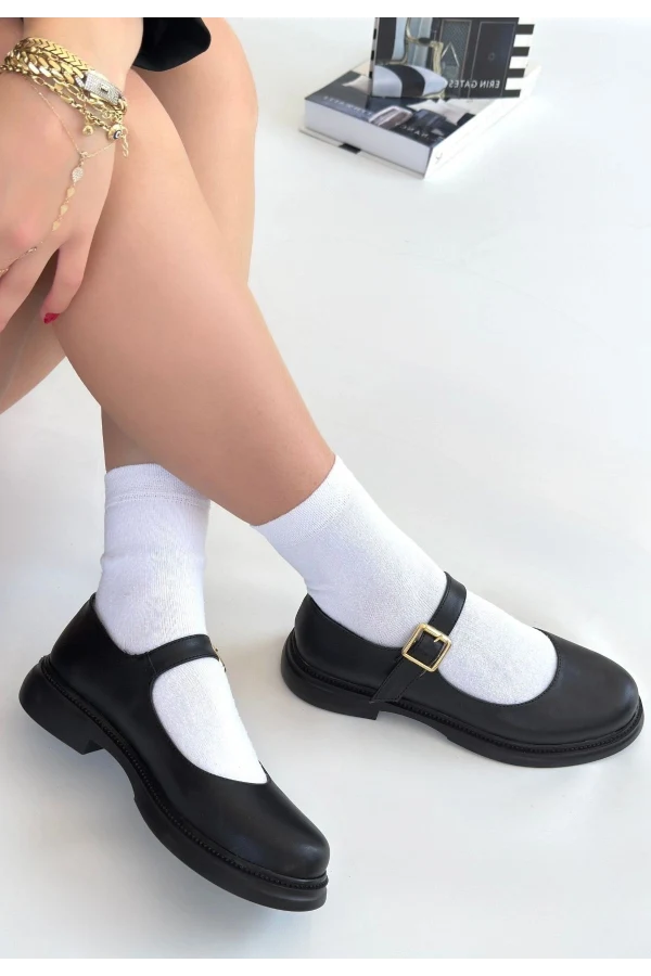 Yokox Siyah Cilt Oxford Ayakkabı