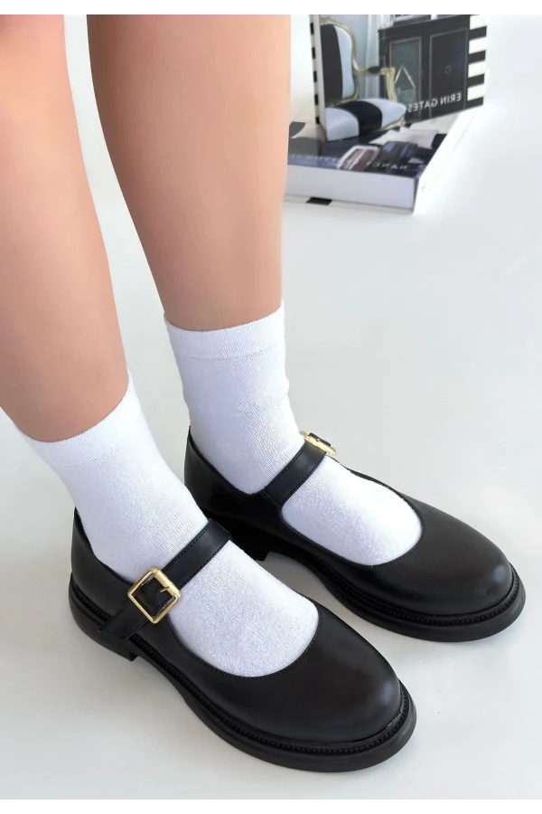 Yokox Siyah Cilt Oxford Ayakkabı