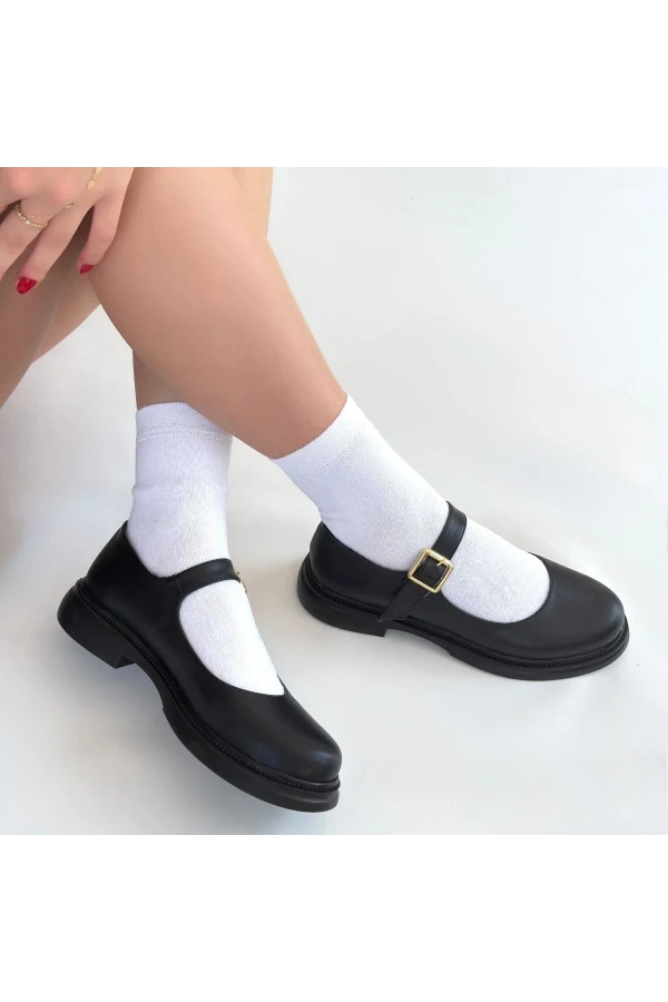 Yokox Siyah Cilt Oxford Ayakkabı