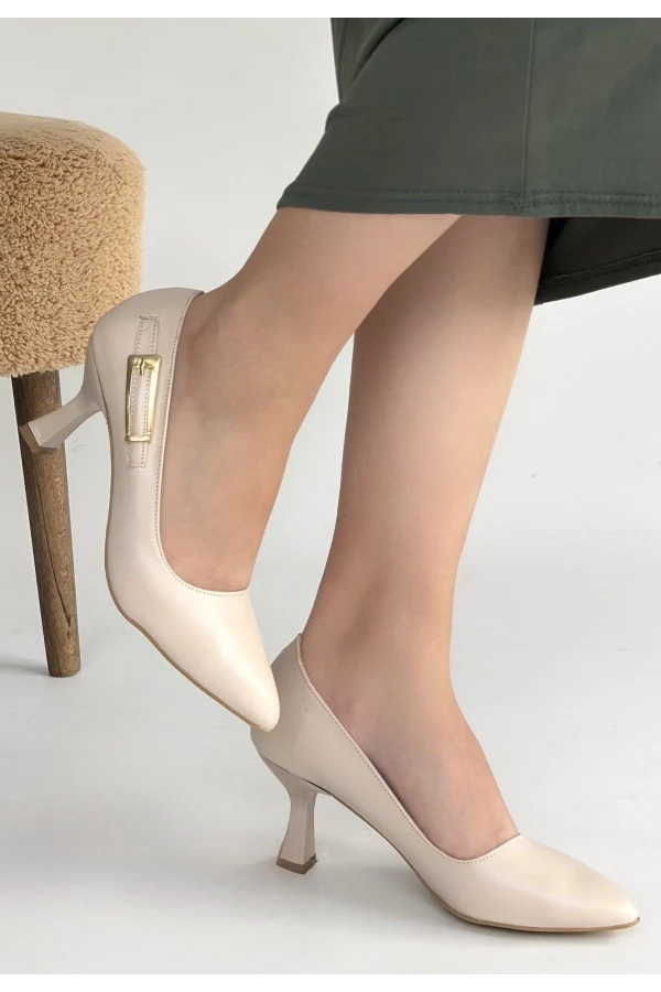 Yons Bej Cilt Topuklu Ayakkabı