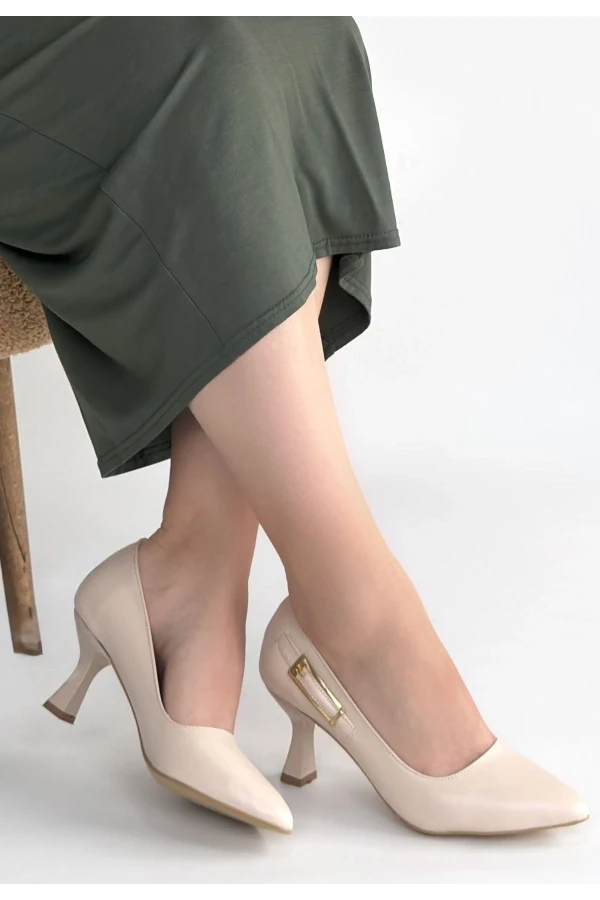 Yons Bej Cilt Topuklu Ayakkabı