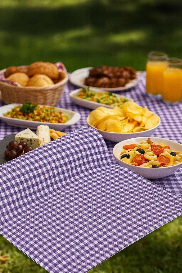 Zefir Desen Sofra Bezi Masa Örtüsü 170 x 170 Cm Lila