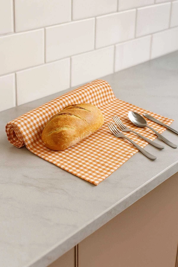 Zefir Desen Sofra Bezi Masa Örtüsü 170 x 170 Cm Turuncu