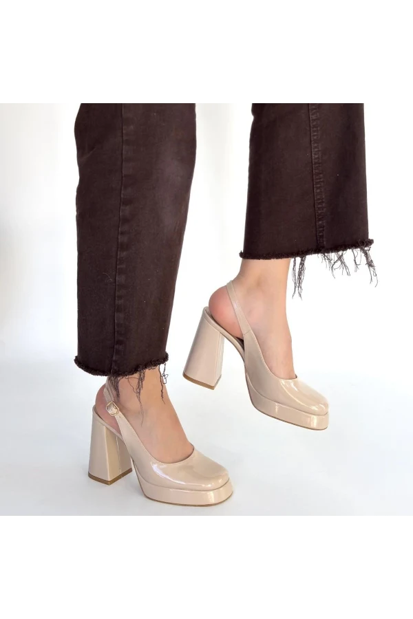 Zuda Bej Rugan Platform Topuk Ayakkabı