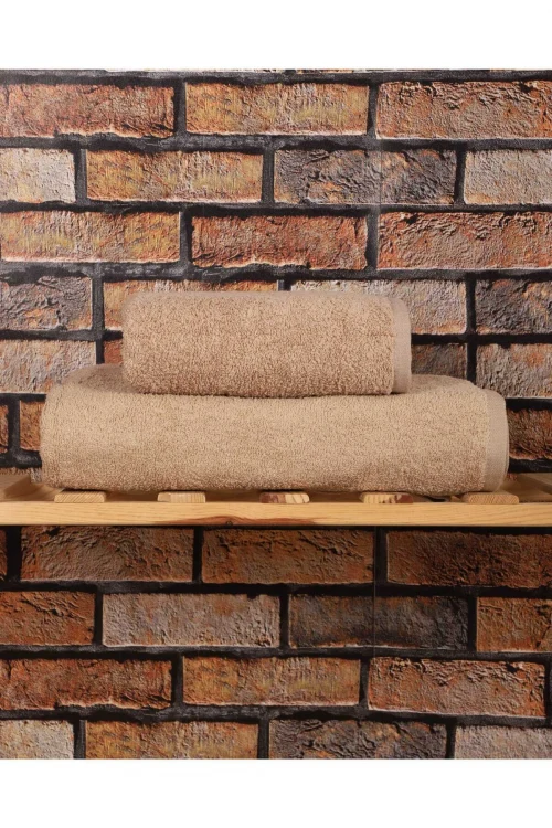 2 Parça %100 Pamuklu Soft Lüx Banyo Havlu Seti Kahve