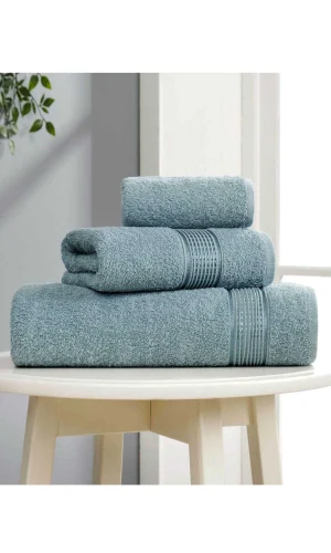 3 lü Banyo Havlusu Seti Pamuklu Ritim Mint