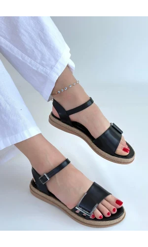 Andana Siyah Cilt Sandalet
