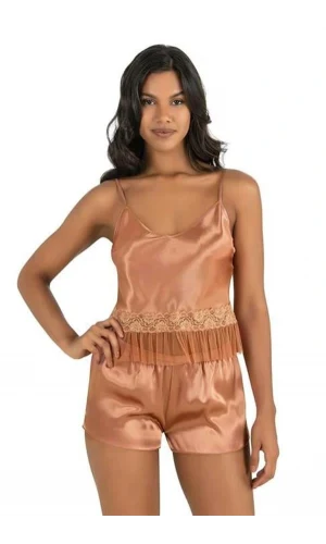 Arias Closet Bakır Saten Şort Takımı 9209