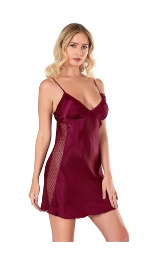 Arias Closet Bordo Kısa Saten Gecelik 8105