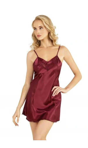 Arias Closet Bordo Kısa Saten Gecelik 8231