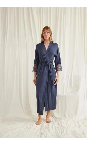 Arias Closet Dantelli ve Kuşaklı Sabahlık