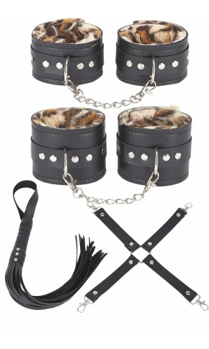 Arias Closet Deri Leoparlı 4lü Harness Set