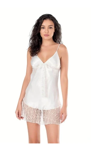 Arias Closet Ekru Kısa Saten Gecelik