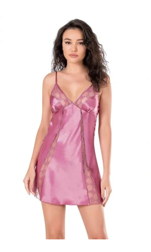Arias Closet Gül Kurusu Kısa Saten Gecelik