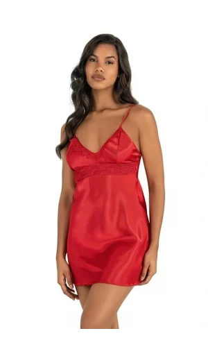 Arias Closet Kırmızı Kısa Saten Gecelik