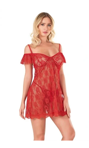 Arias Closet Kırmızı Kısa Tül Gecelik