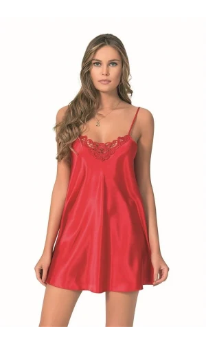 Arias Closet Kırmızı Kısa Saten Gecelik