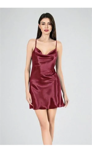 Arias Closet Kısa Gecelik Degaje Bordo 7740