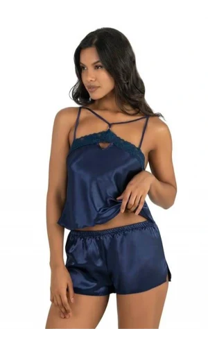 Arias Closet Lacivert Saten Şort Takımı