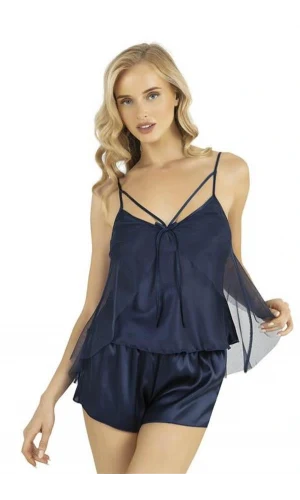 Arias Closet Lacivert Saten Şort Takımı