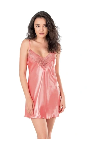 Arias Closet Mercan Kısa Saten Gecelik