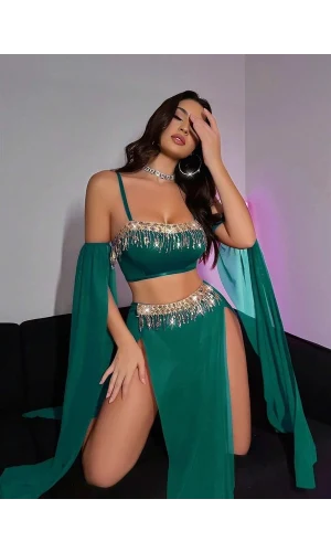 Arias Closet Özel Tasarım Yeşil Dansöz Kostümü