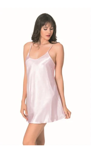 Arias Closet Pembe Kısa Saten Gecelik