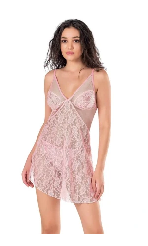 Arias Closet Pembe Kısa Tül Gecelik