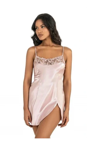 Arias Closet Pudra Kısa Saten Gecelik 8217