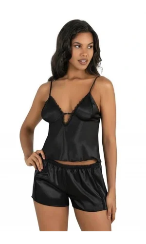 Arias Closet Siyah Saten Şort Takımı 9207