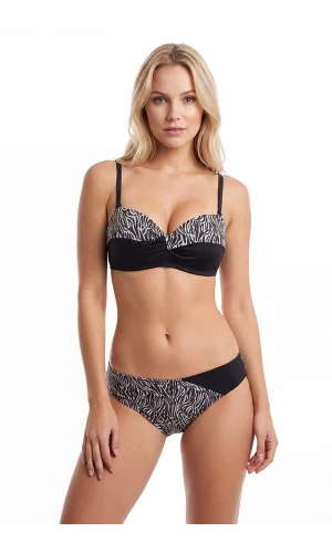 Arias Closet Siyah Zebra Desenli Straplez Desteksiz Bikini Takımı