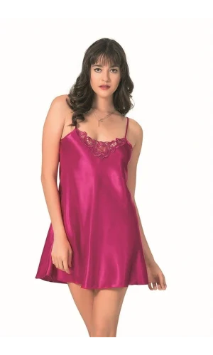 Arias Closet Vişne Kısa Saten Gecelik