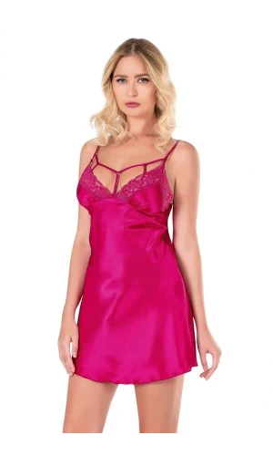 Arias Closet Vişne Kısa Saten Gecelik