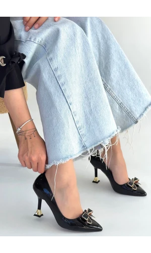 Coby Siyah Rugan Topuklu Ayakkabı