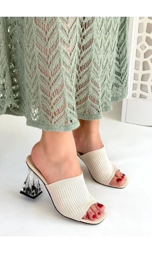 Evra Ten Triko Topuklu Terlik