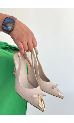 Joye Bej Cilt Topuklu Ayakkabı