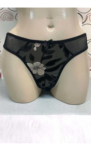 Kadın Tüllü Çiçek Baskılı Slip (2834)