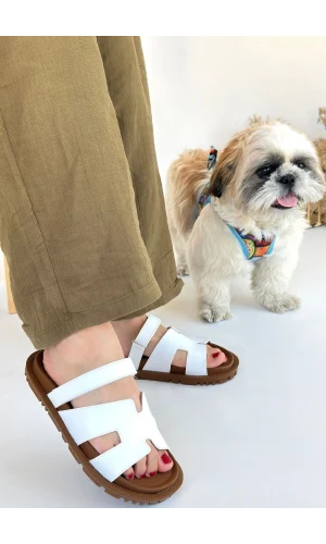 Kooni Beyaz Cilt Terlik