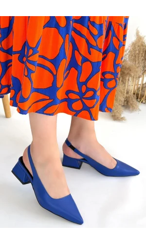 Morji Mavi Cilt Topuklu Ayakkabı
