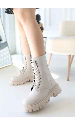 Neole Bej Cilt Bağcıklı Bot