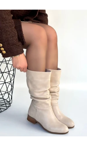 Plod Bej Cilt Körüklü Çizme