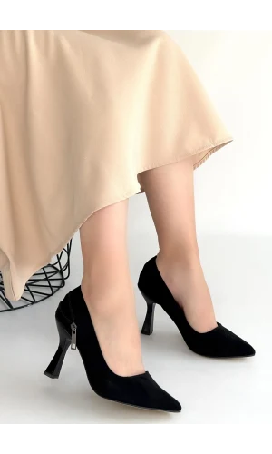 Retta Siyah Süet Topuklu Ayakkabı